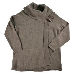 Ellen Tracy Sweater Extra Fine Merino Wool Cowl Neck Tan Brown Womens XL Office